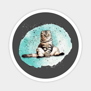 sitting cat watercolor painting Magnet